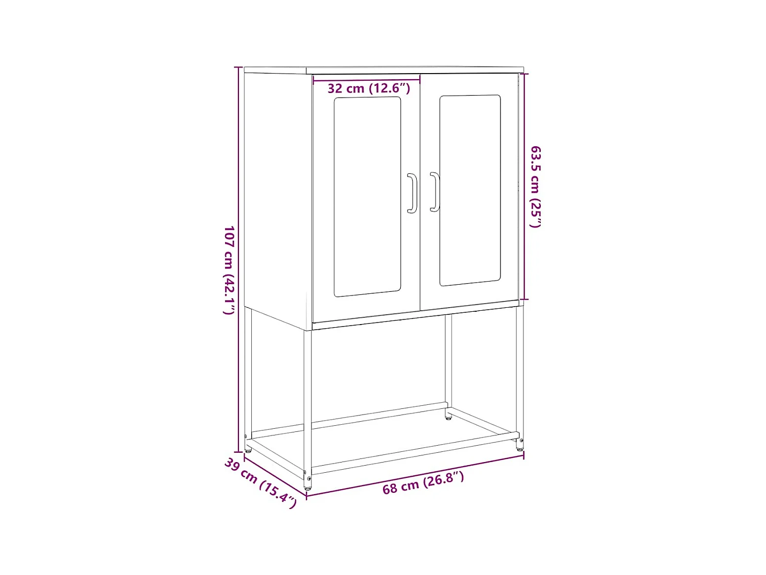 Buffet haut vert olive 68x39x107 cm acier