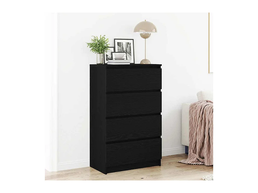 Credenza Rovere Nero 60x35x98,5 cm in Legno Multistrato