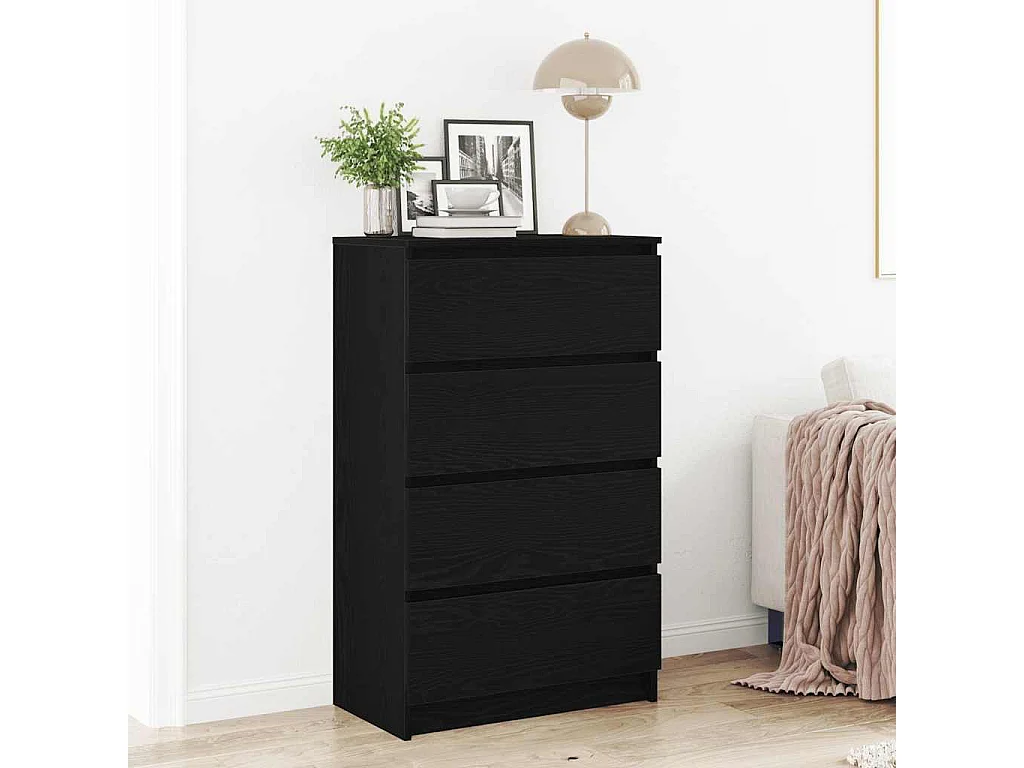 Buffet chêne noir 60x35x98,5 cm bois d'ingénierie