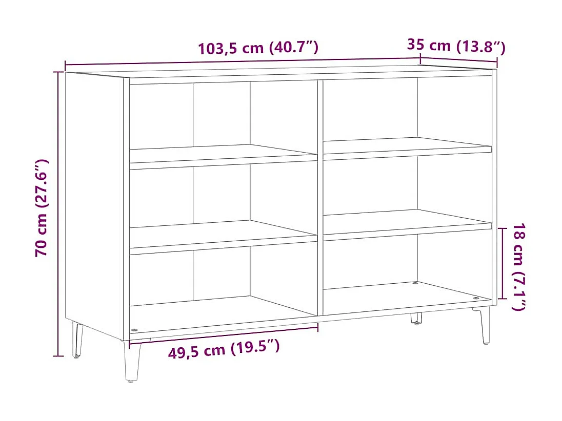 Sideboard Artisan-Eiche 103,5x35x70 cm Holzwerkstoff