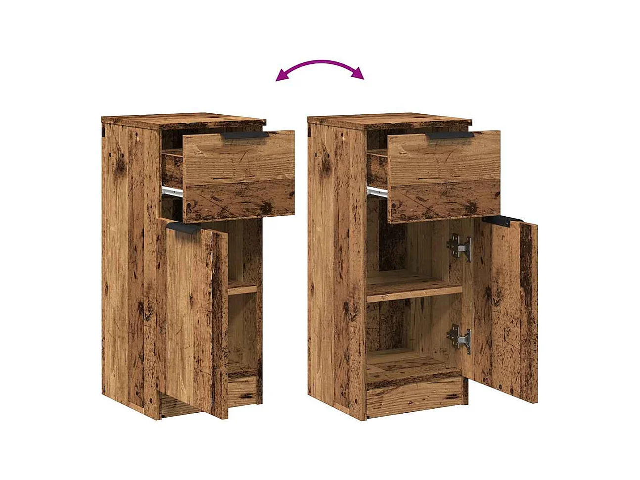 Buffet vieux bois 30x30x70 cm bois d'ingénierie