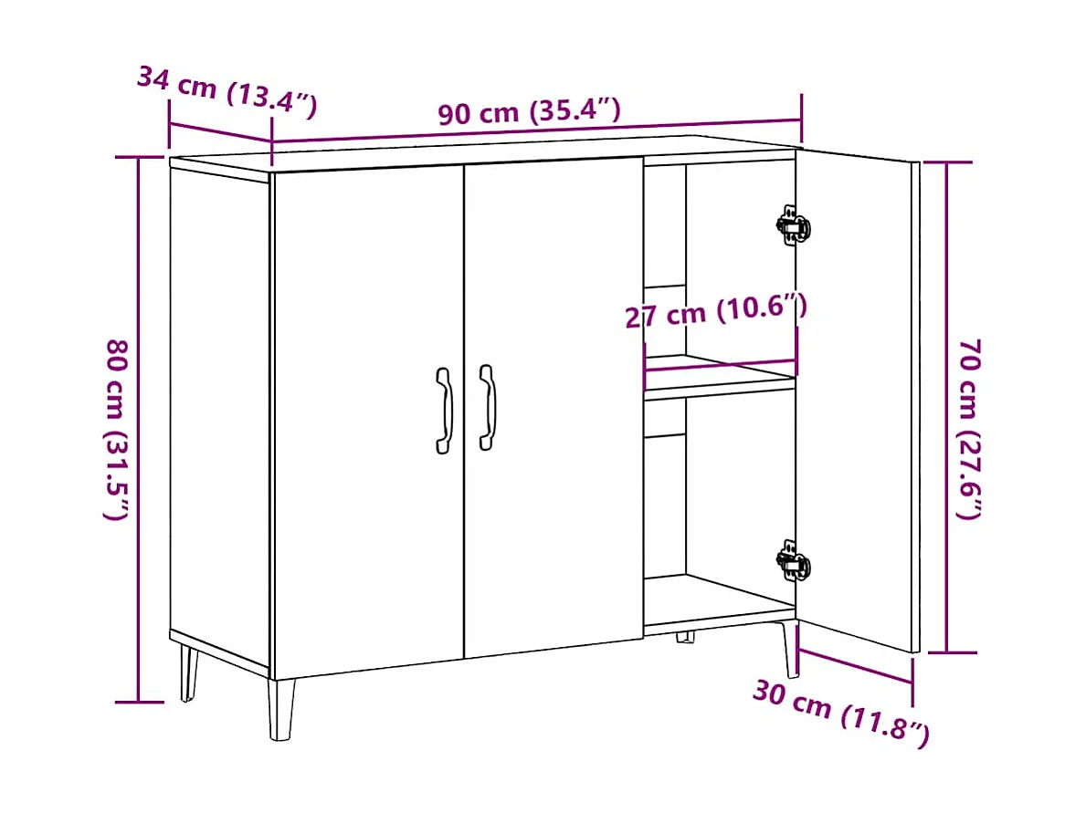 Sideboard Altholz-Optik 90x34x80 cm Holzwerkstoff