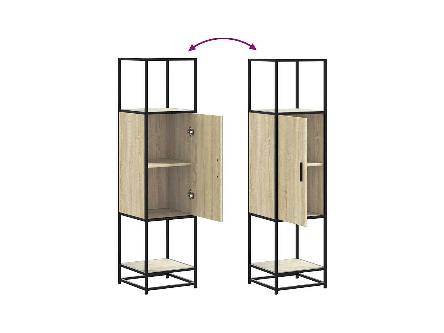 Buffet haut chêne sonoma 35,5x35x139 cm bois d'ingénierie métal