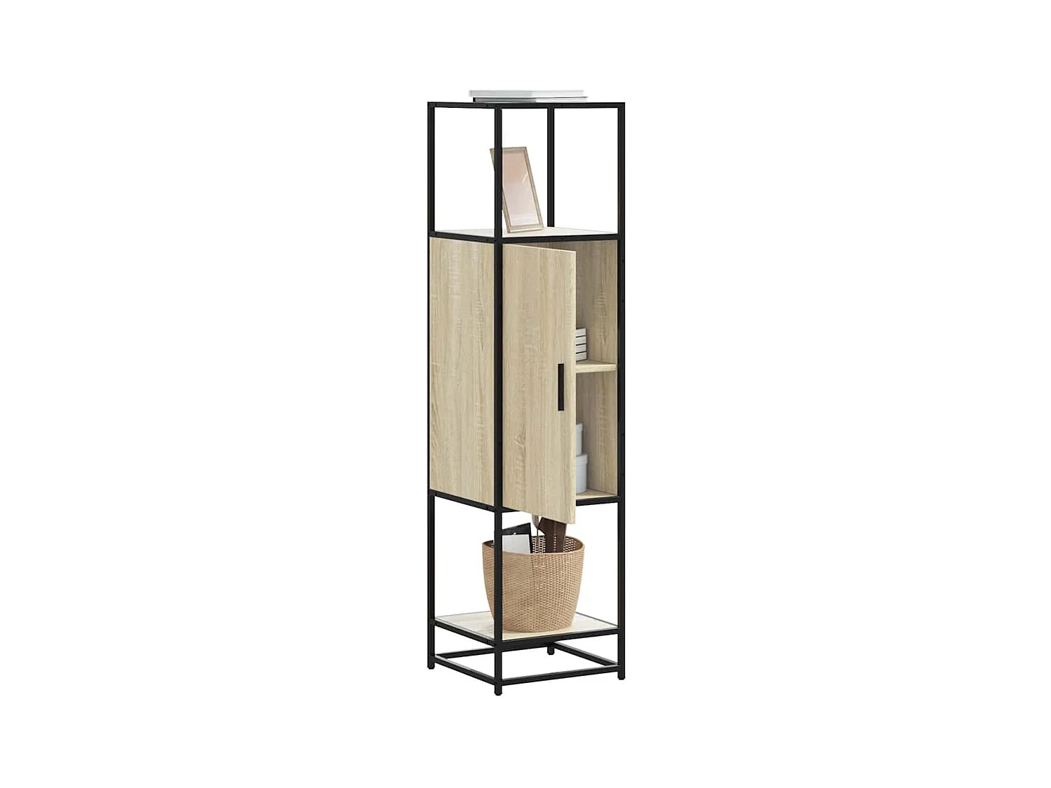 Highboard Sonoma-Eiche 35,5x35x139 cm Holzwerkstoff Metall