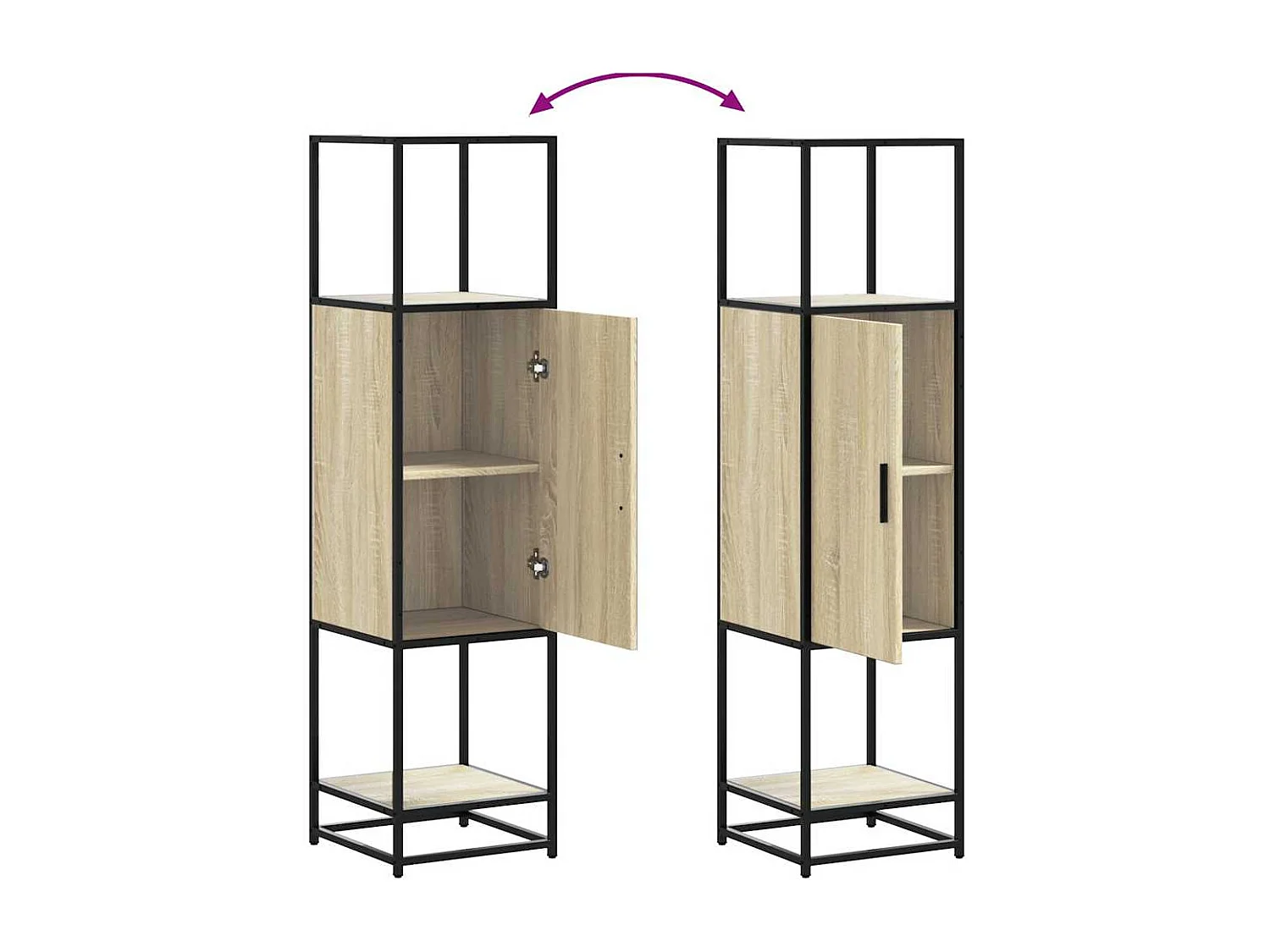 Buffet haut chêne sonoma 35,5x35x139 cm bois d'ingénierie métal