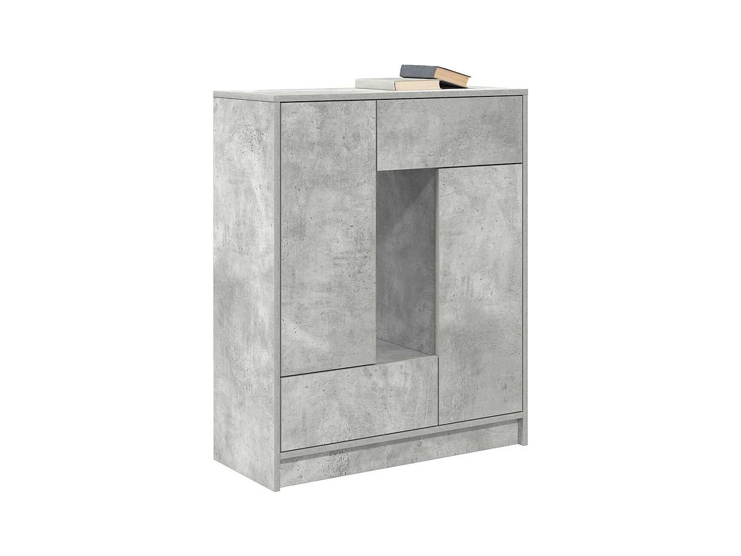 Buffet avec tiroirs et portes gris béton 73x31x90 cm