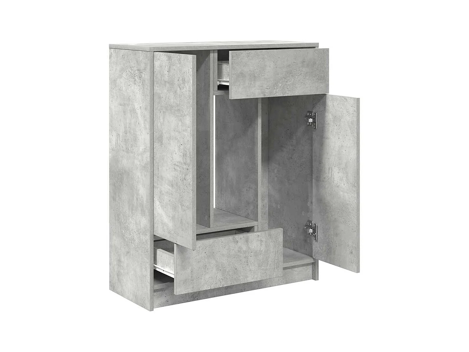 Buffet avec tiroirs et portes gris béton 73x31x90 cm