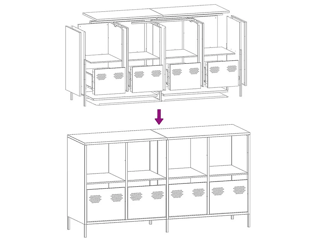 Dressoir 135x39x73,5 cm koudgewalst staal roze