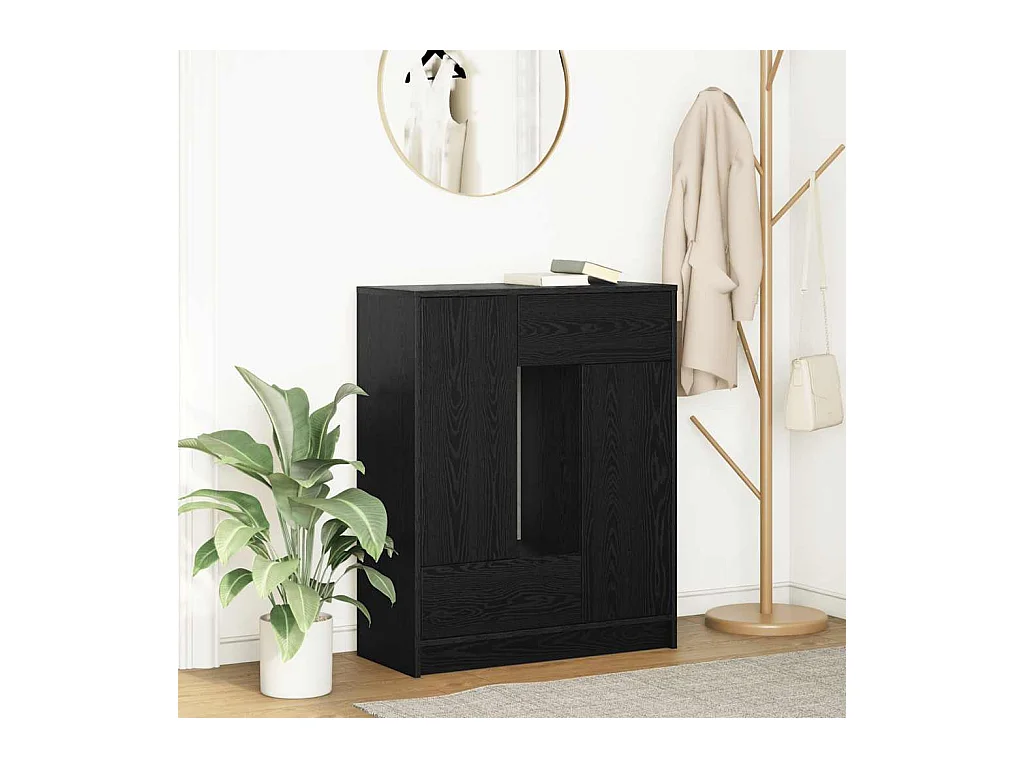 Buffet avec tiroirs et portes chêne noir 73x31x90 cm