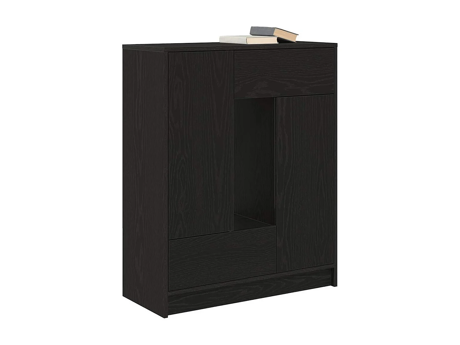 Sideboard mit Schubladen Türen Schwarz Eichen-Optik 73x31x90 cm