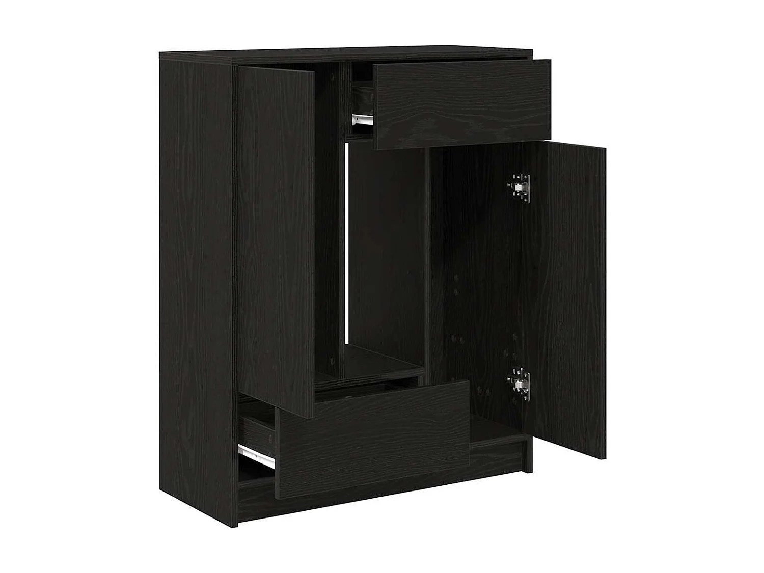 Sideboard mit Schubladen Türen Schwarz Eichen-Optik 73x31x90 cm