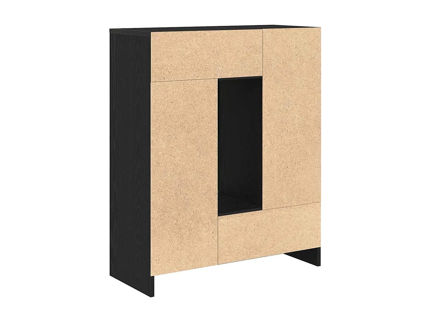 Sideboard mit Schubladen Türen Schwarz Eichen-Optik 73x31x90 cm