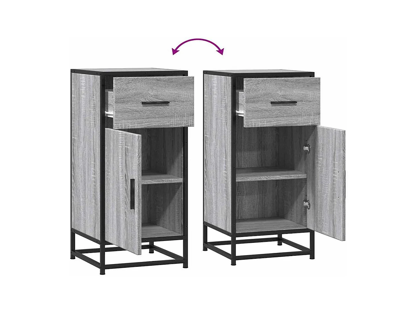 Buffet sonoma gris 35,5x35x76 cm bois d'ingénierie et métal