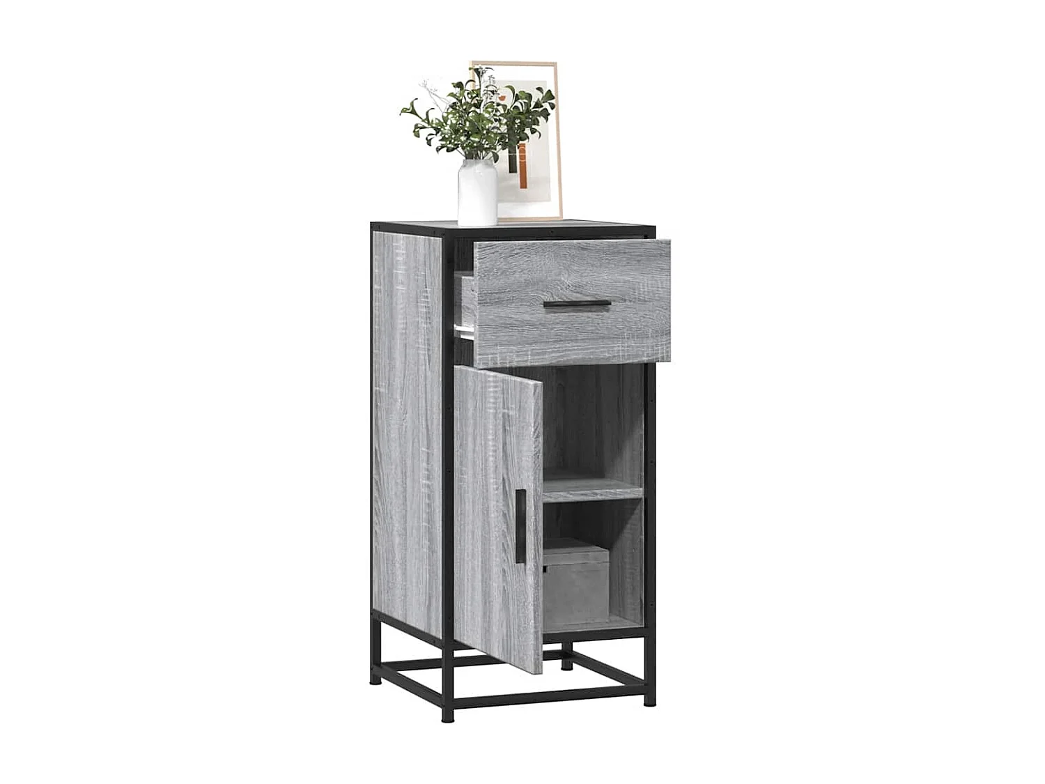 Buffet sonoma gris 35,5x35x76 cm bois d'ingénierie et métal