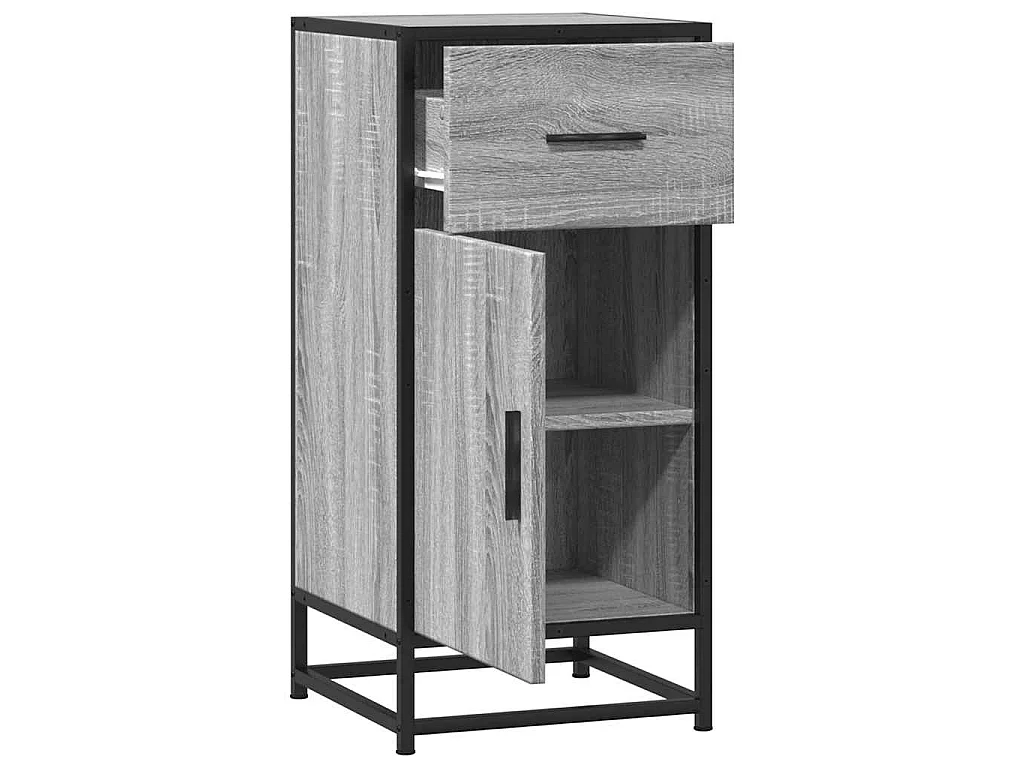 Sideboard Grau Sonoma 35,5x35x76 cm Holzwerkstoff und Metall