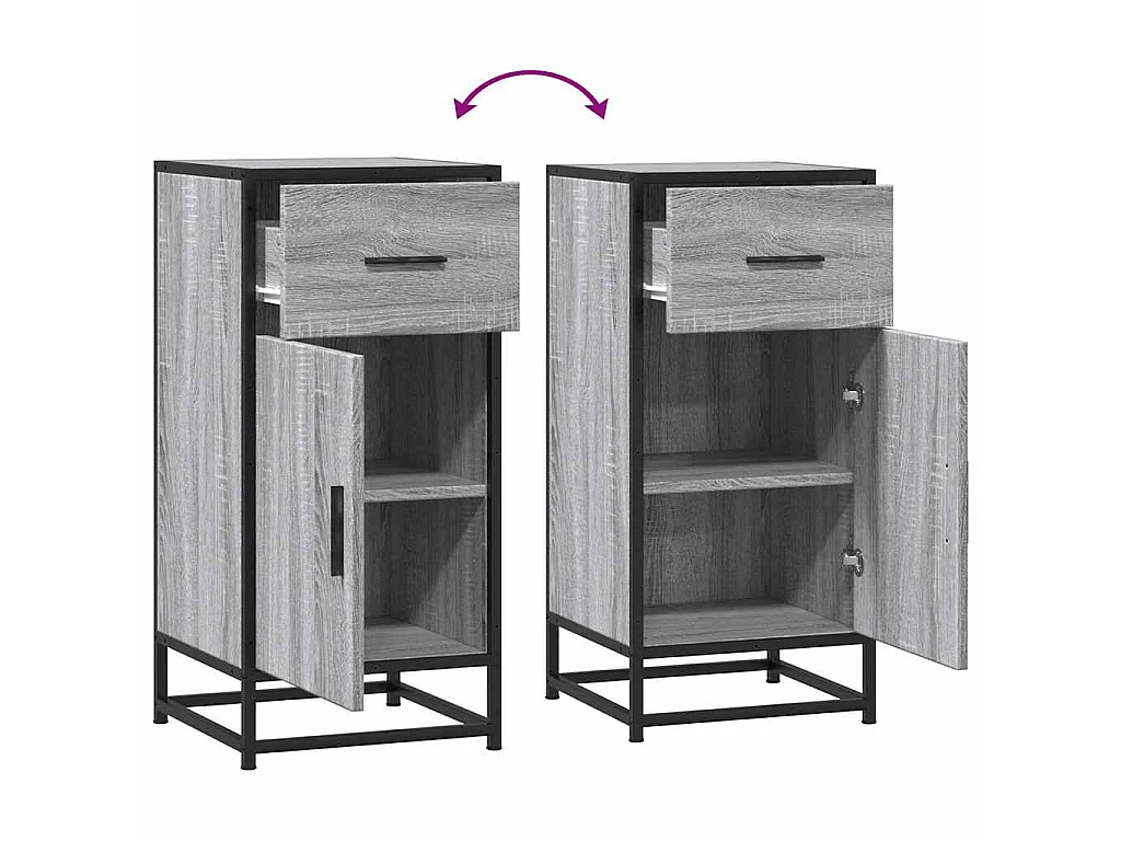Sideboard Grau Sonoma 35,5x35x76 cm Holzwerkstoff und Metall