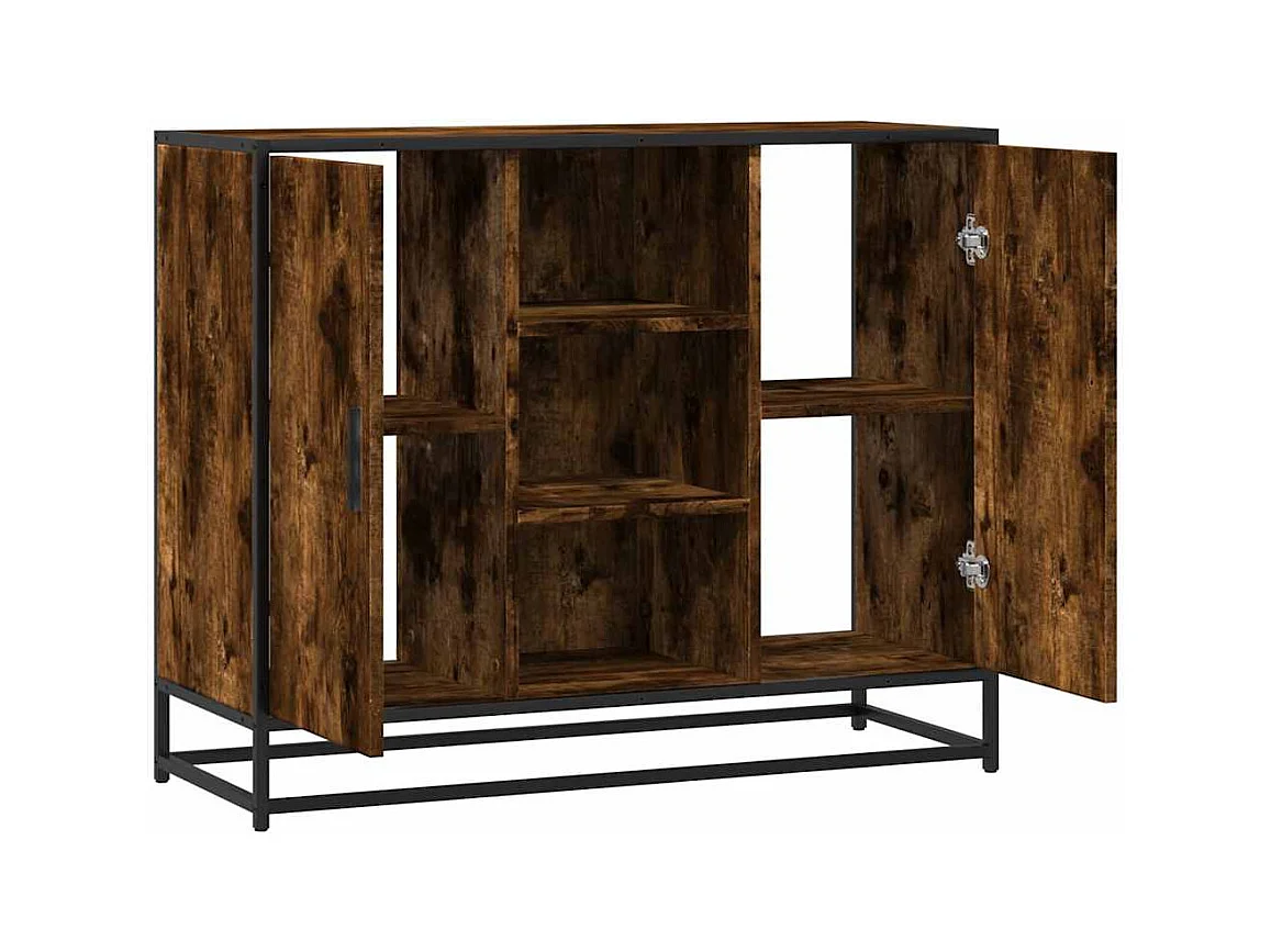 Buffet chêne fumé 92x35x76 cm bois d'ingénierie