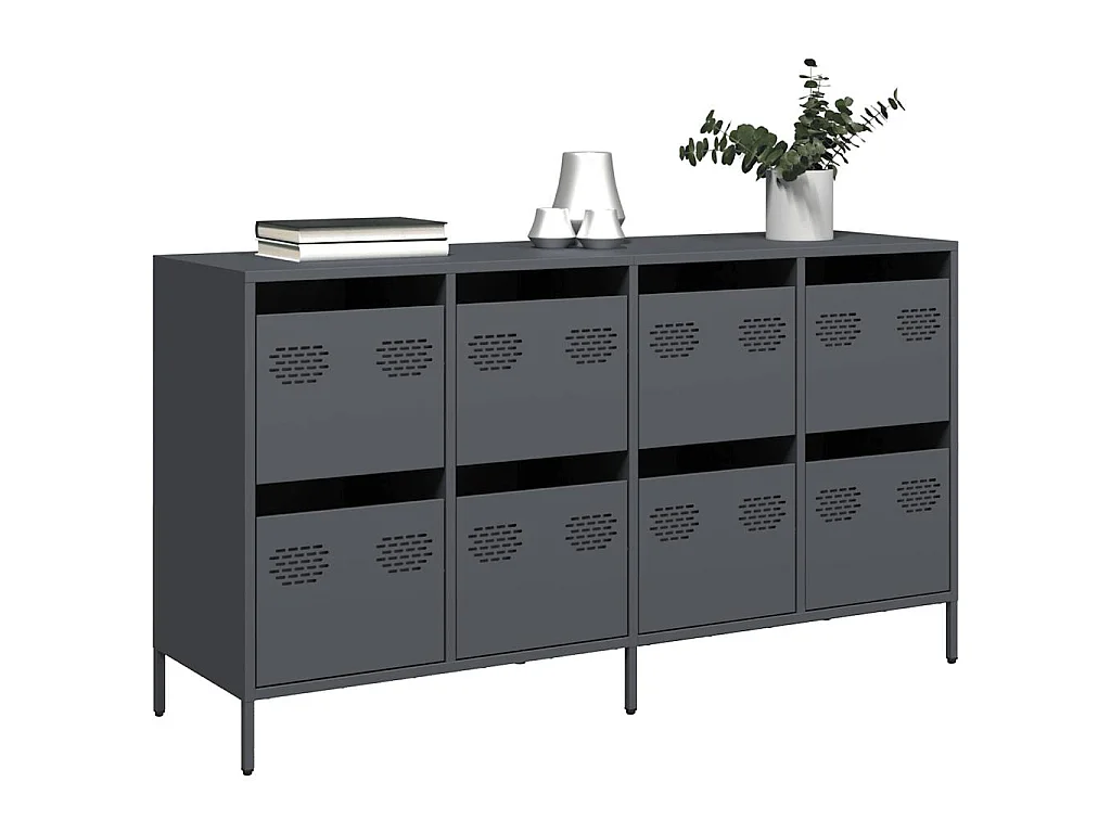 Buffet anthracite 135x39x73,5 cm acier laminé à froid