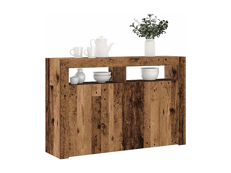 Credenza con Luci LED Legno Antico 115,5x30x75 cm in Truciolato