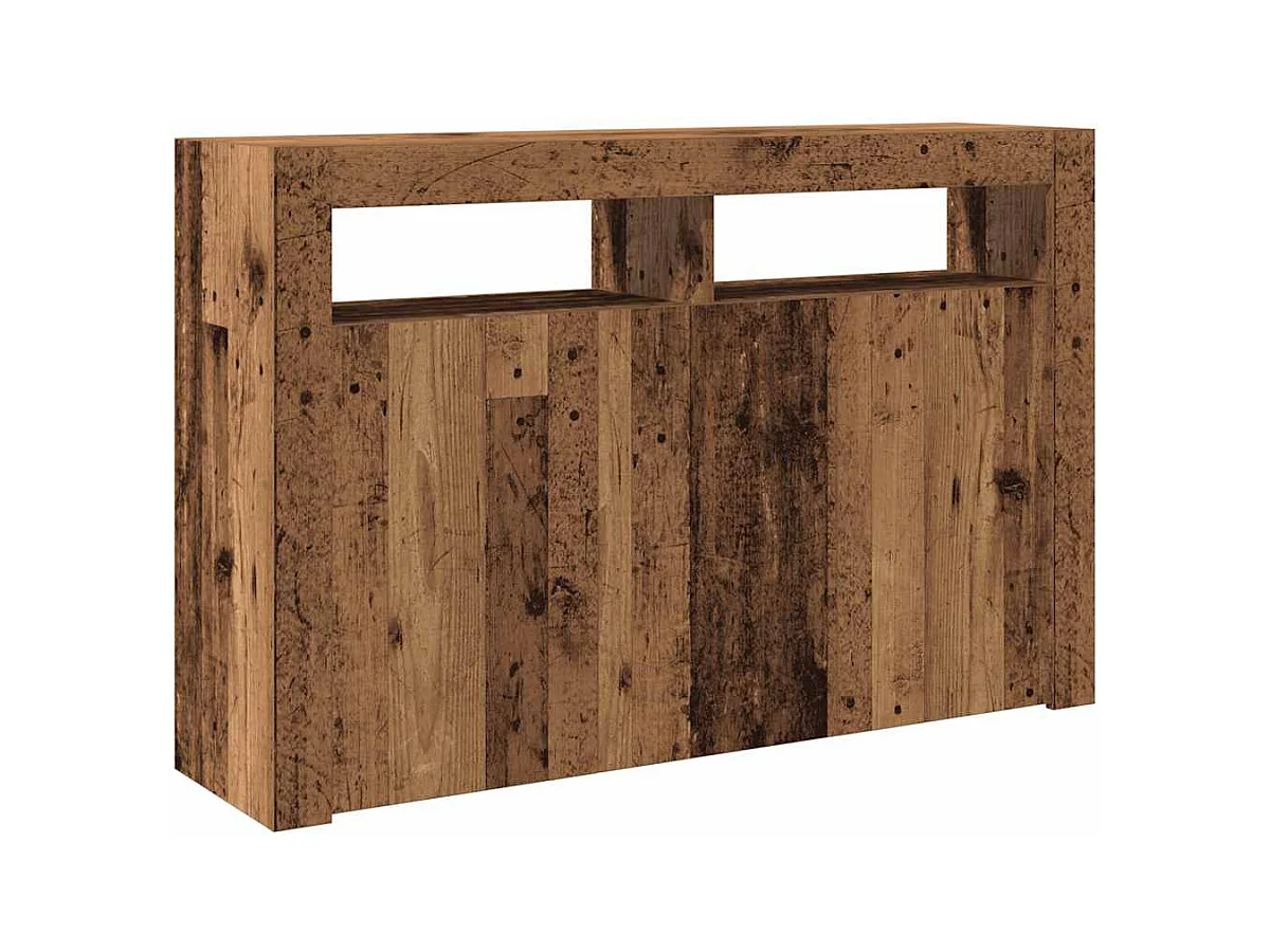 Buffet et lumières LED vieux bois 115,5x30x75cm bois ingénierie
