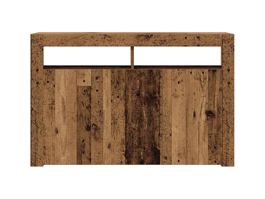 Buffet et lumières LED vieux bois 115,5x30x75cm bois ingénierie