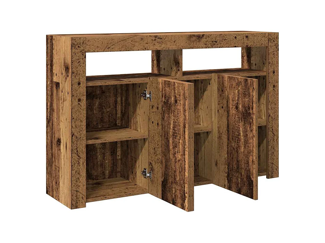 Buffet et lumières LED vieux bois 115,5x30x75cm bois ingénierie