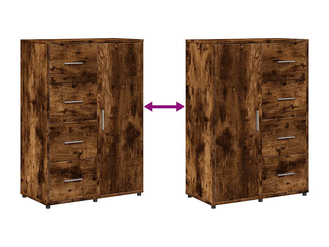 Credenze 2 pz Rovere Fumo 60x31x84 cm in Legno Multistrato