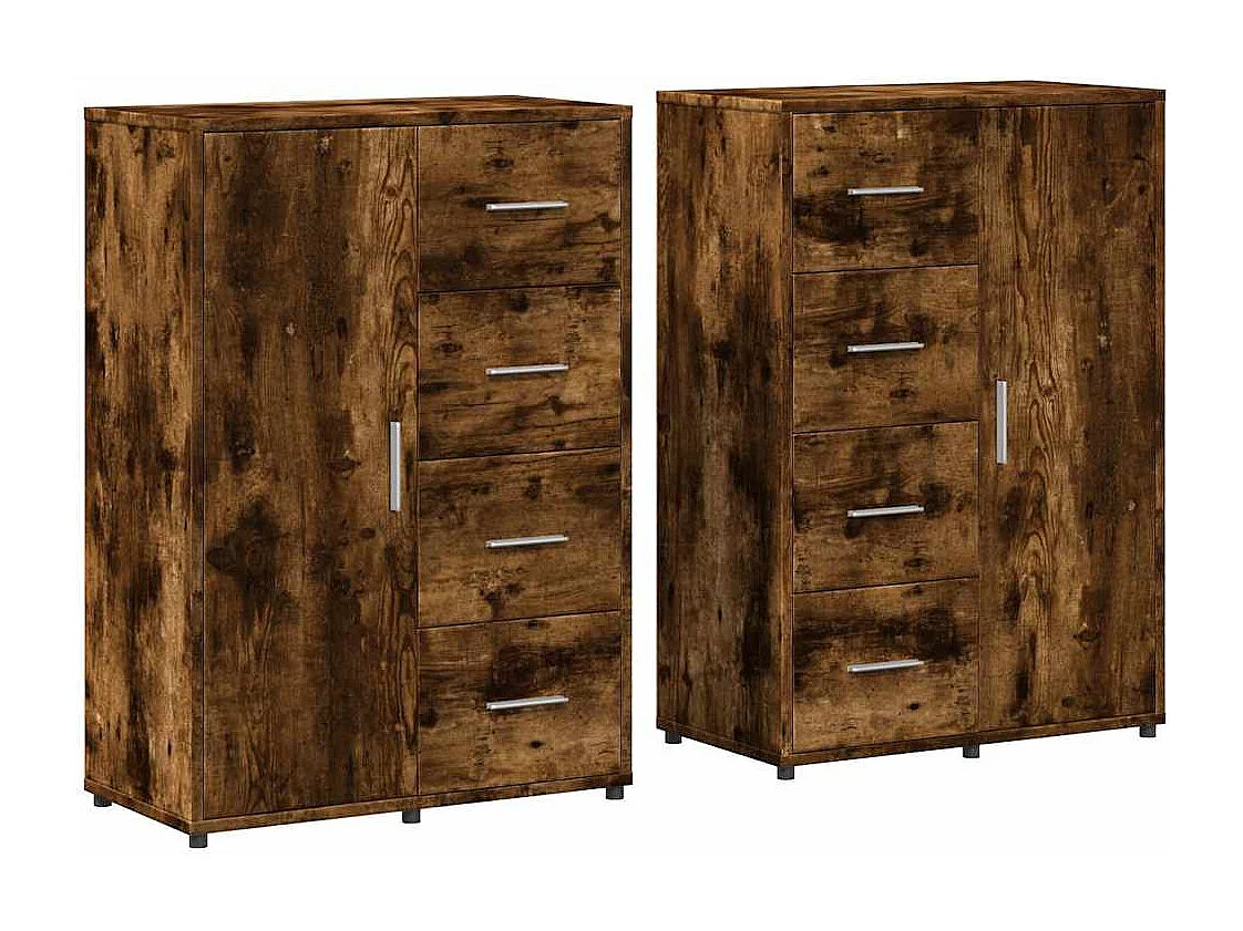 Buffets 2 pcs chêne fumé 60x31x84 cm bois d'ingénierie