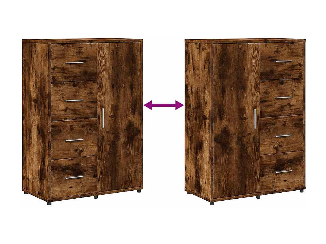 Buffets 2 pcs chêne fumé 60x31x84 cm bois d'ingénierie