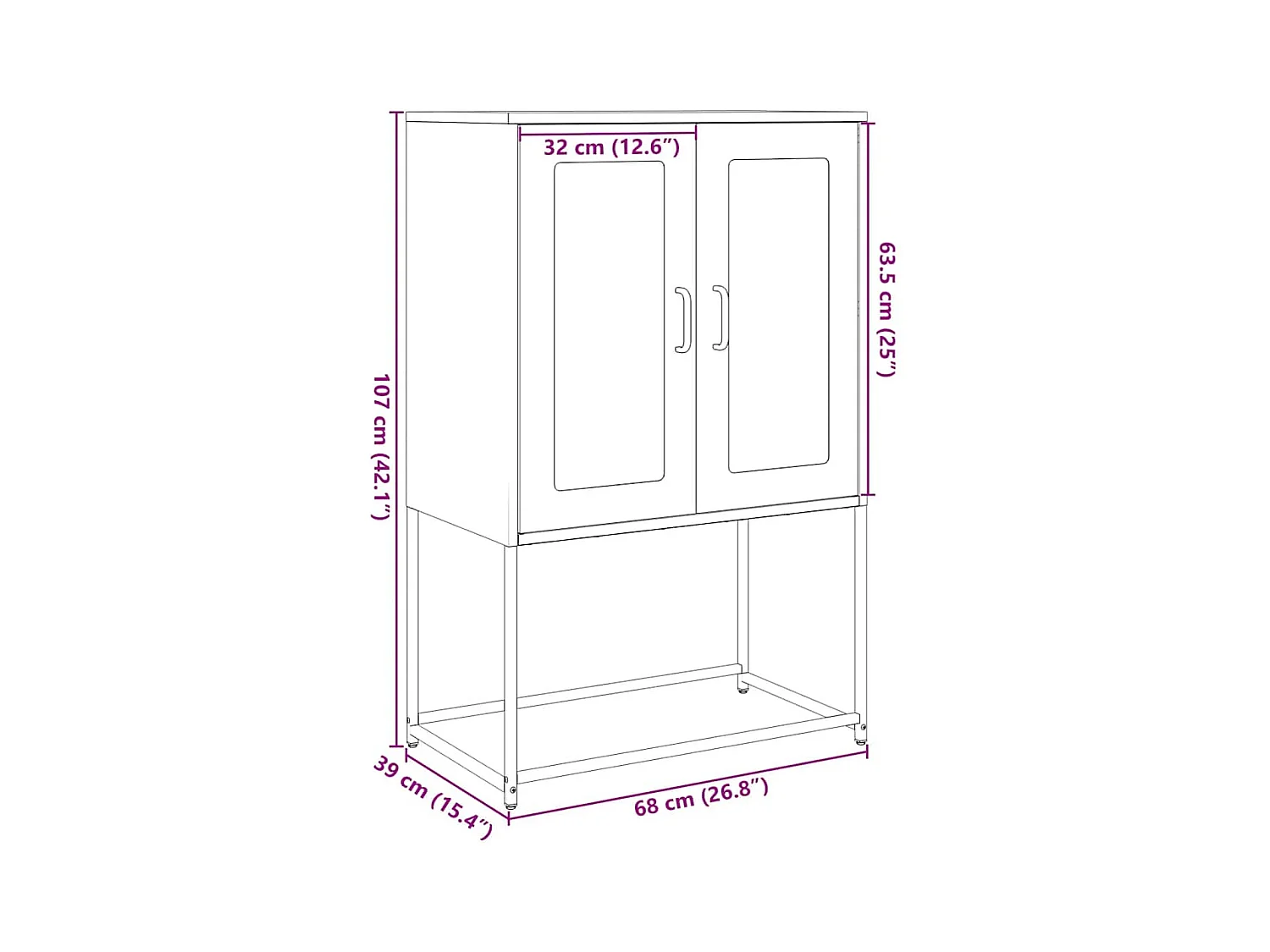 Buffet haut jaune moutarde 68x39x107 cm acier