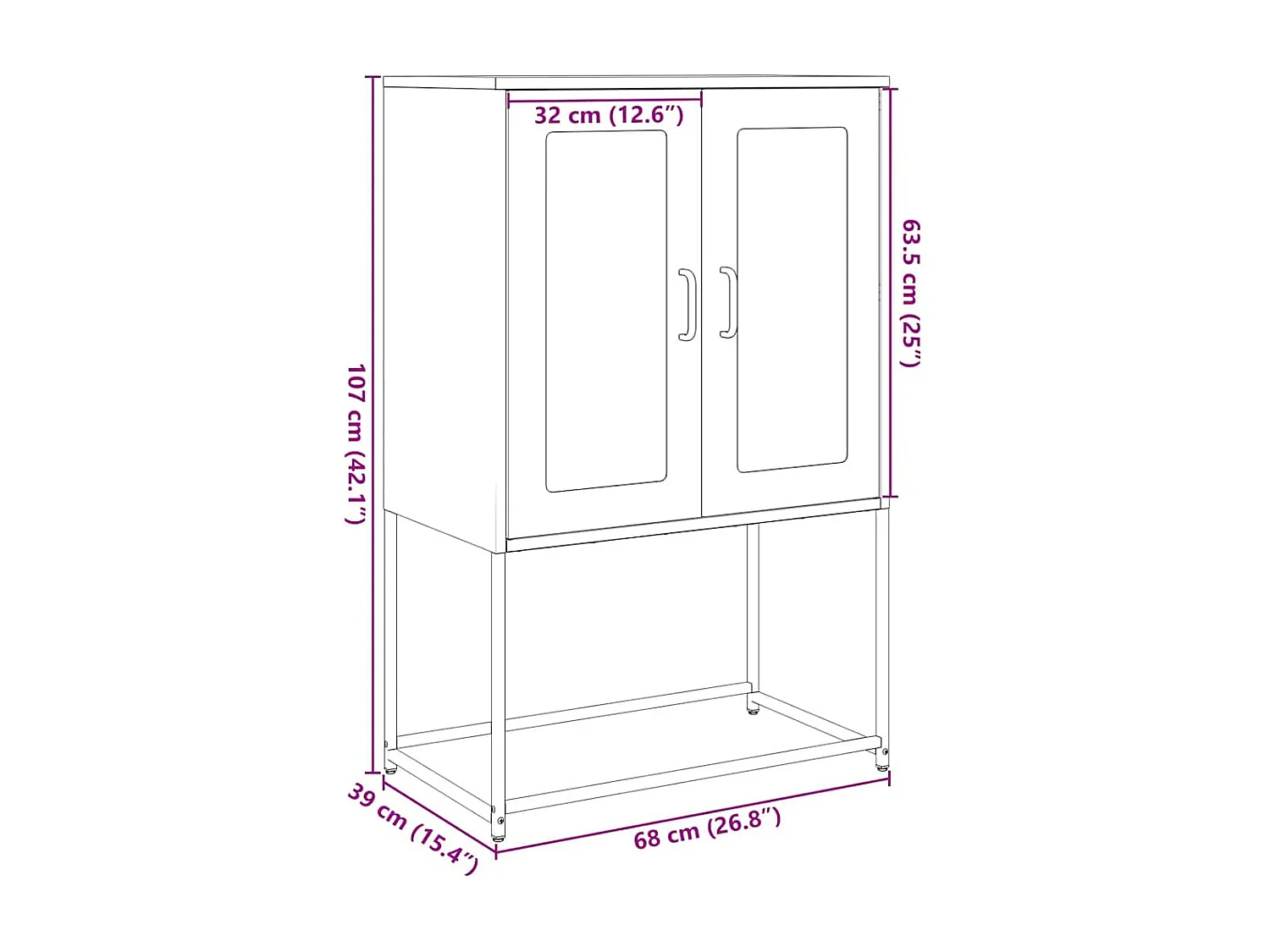 Buffet haut jaune moutarde 68x39x107 cm acier