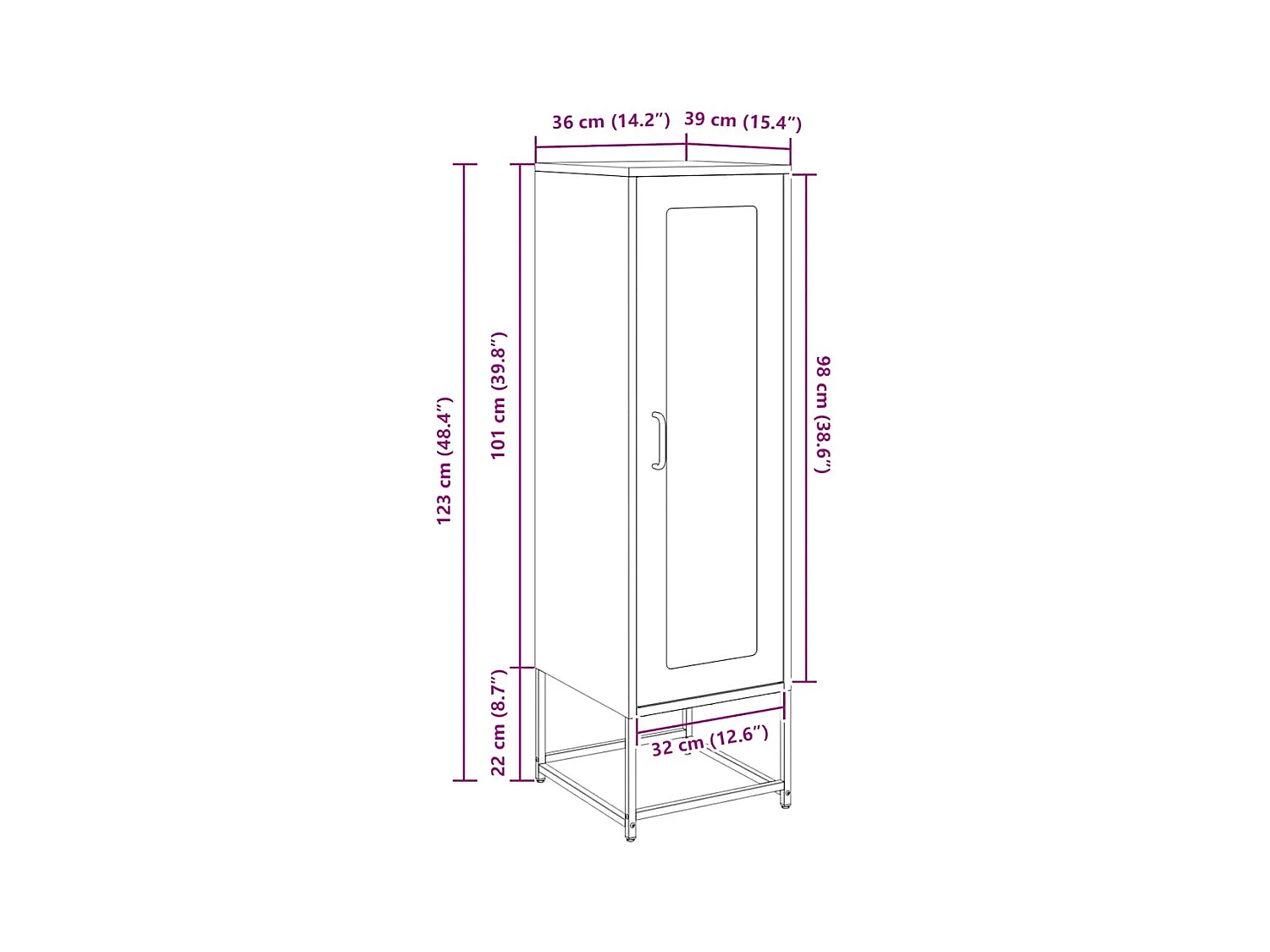 Móvel alto 36x39x123 cm aço laminado a frio branco