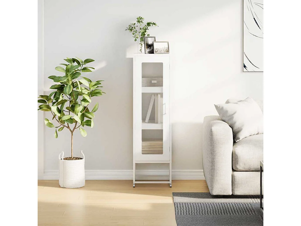 Buffet haut blanc 36x39x123 cm acier laminé à froid