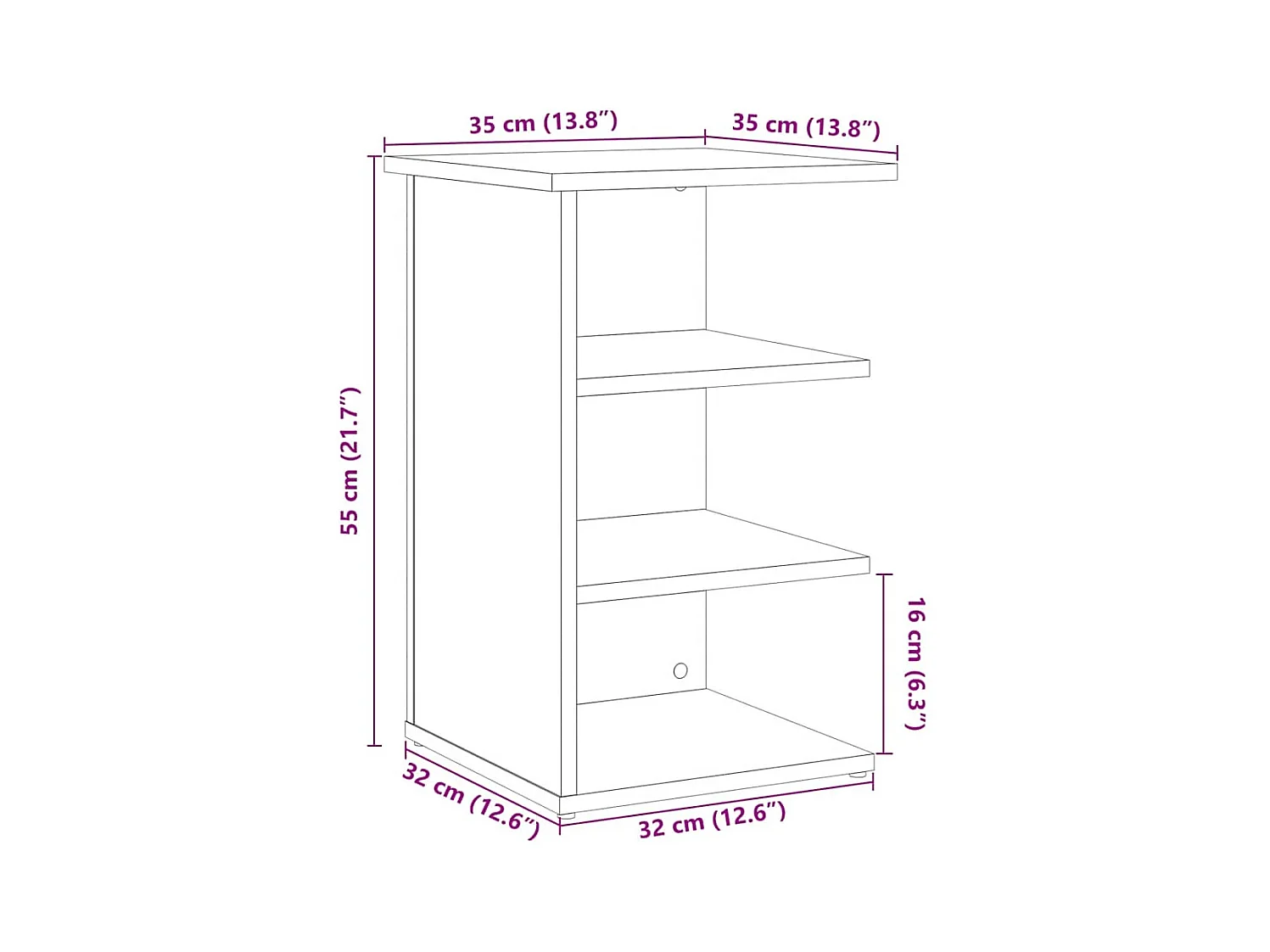 Buffet vieux bois 35x35x55 cm bois d'ingénierie