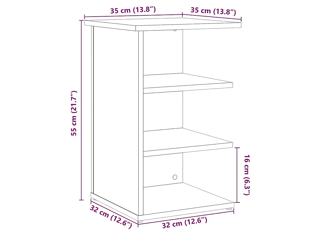 Buffet vieux bois 35x35x55 cm bois d'ingénierie