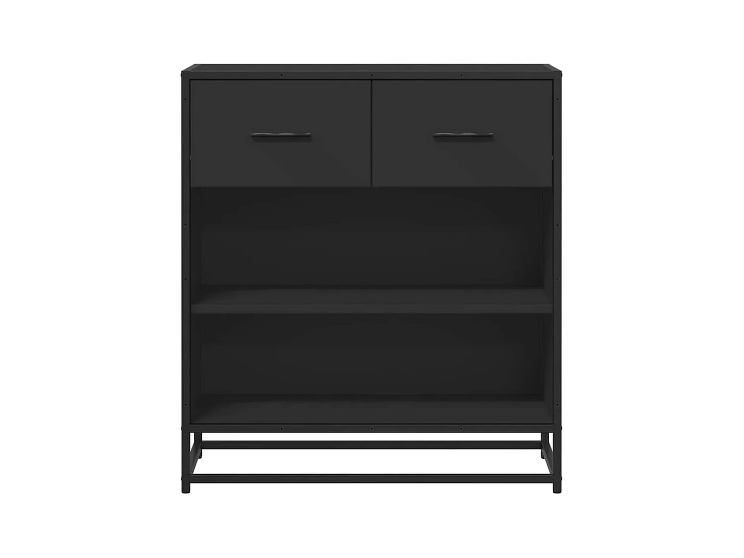 Credenza Rovere Nera 68x35x76 cm in Legno Multistrato