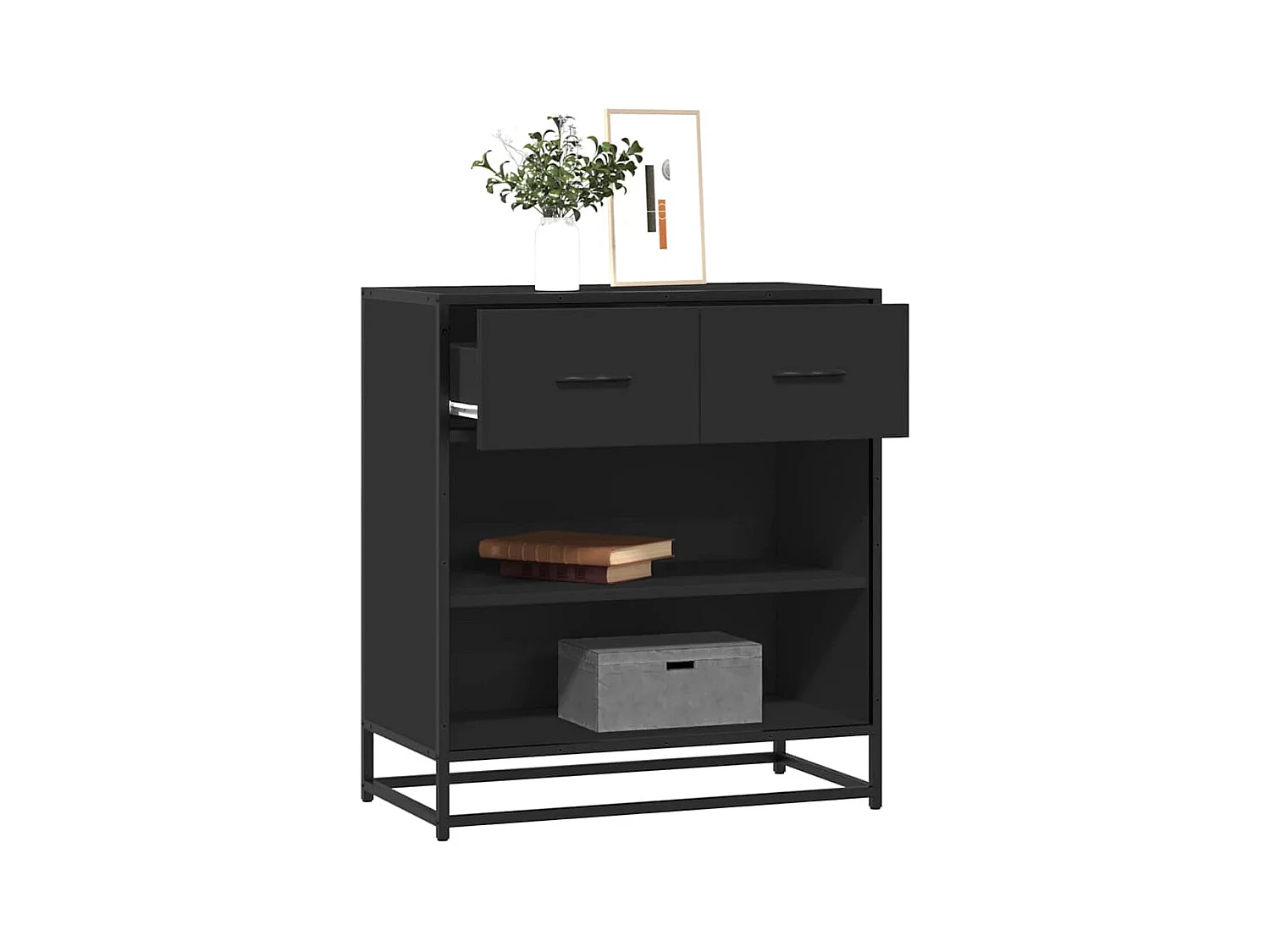 Sideboard Schwarz 68x35x76 cm Holzwerkstoff
