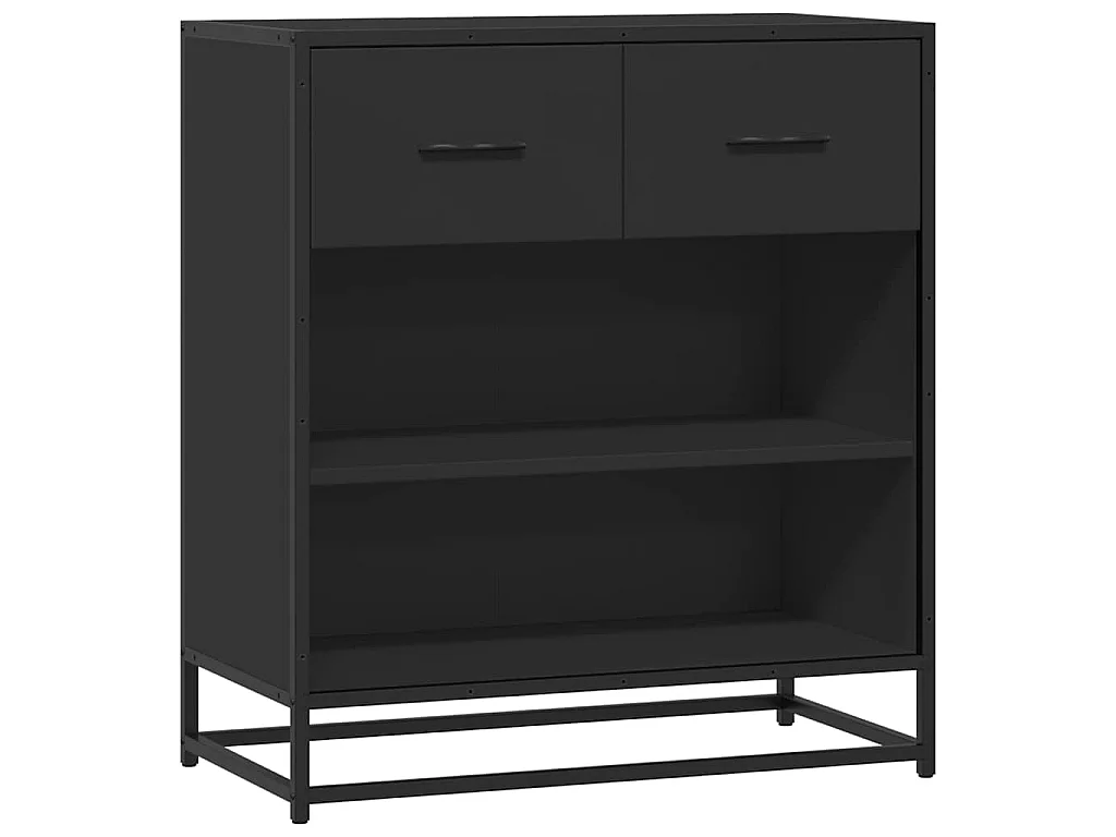 Credenza Rovere Nera 68x35x76 cm in Legno Multistrato