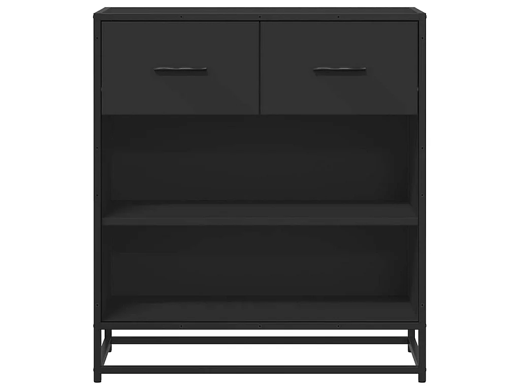 Credenza Rovere Nera 68x35x76 cm in Legno Multistrato