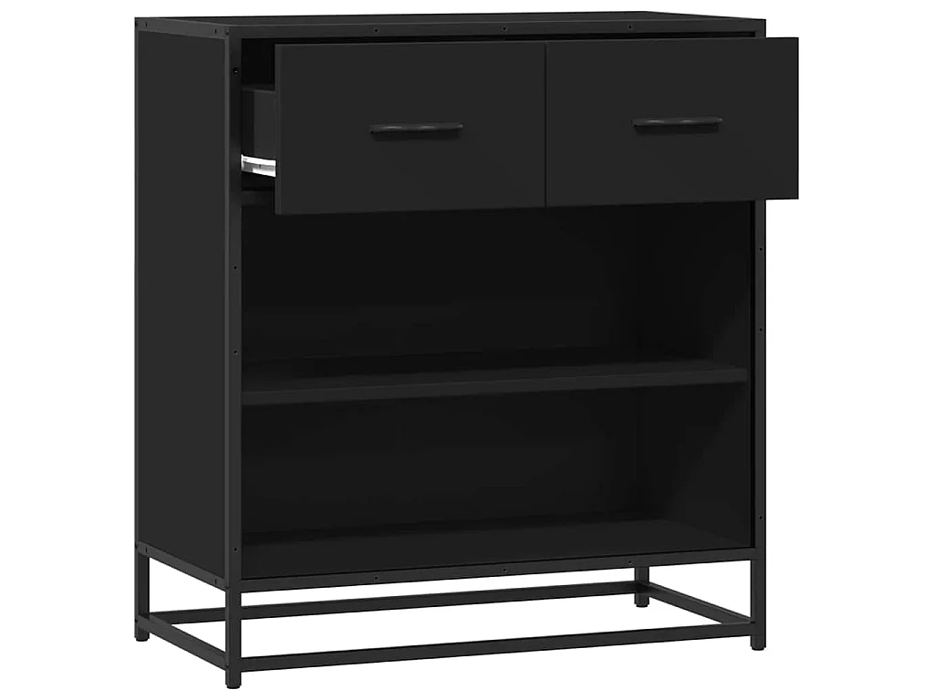 Credenza Rovere Nera 68x35x76 cm in Legno Multistrato