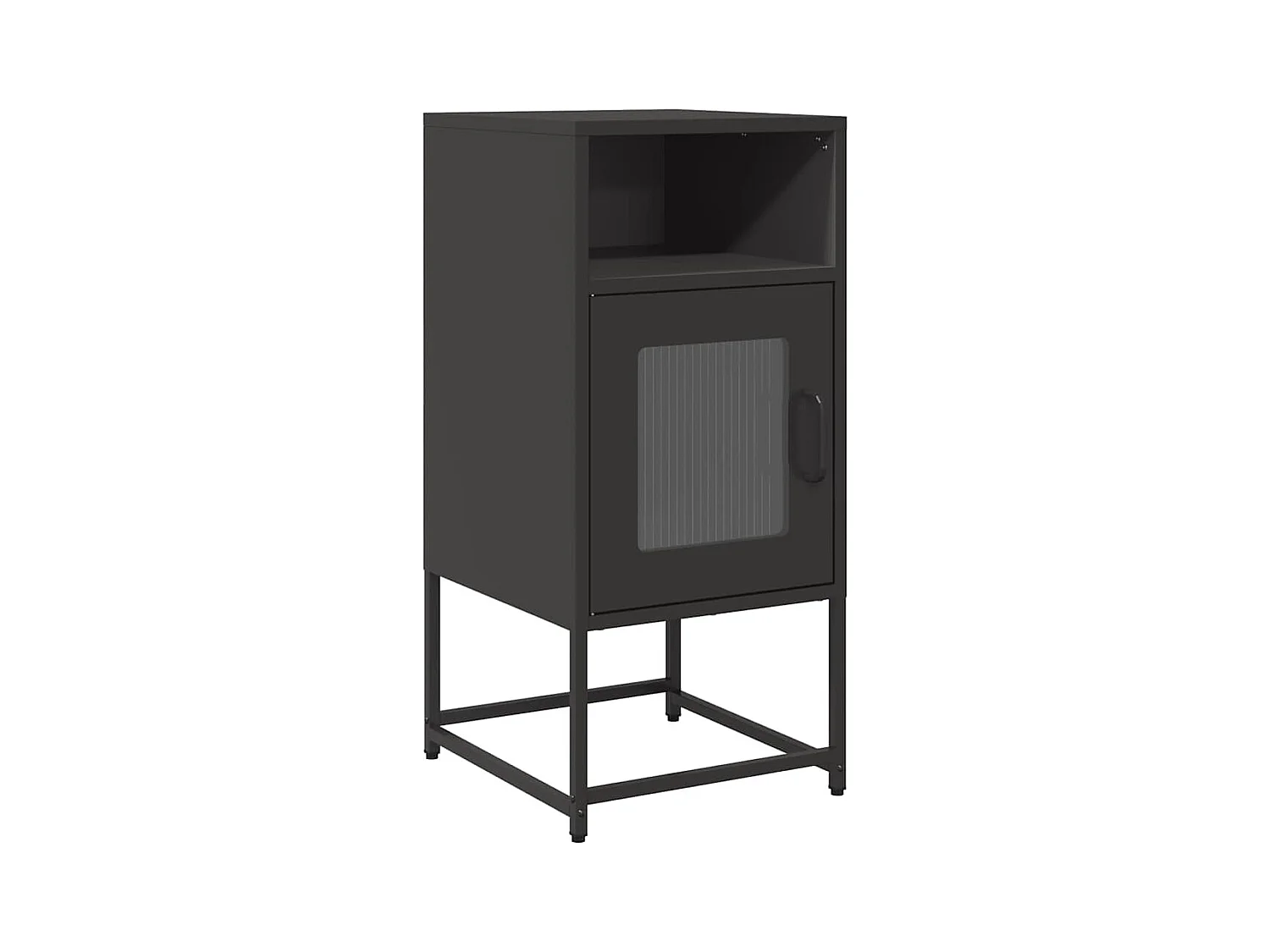 Comodino Nero 36x39x78 cm in Acciaio Laminato a Freddo