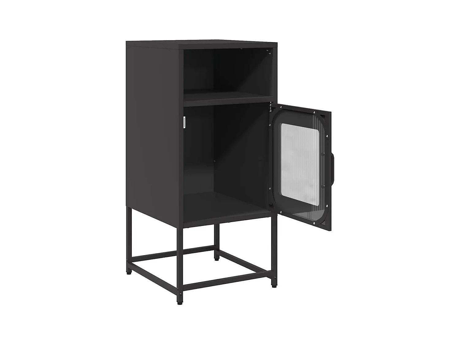 Comodino Nero 36x39x78 cm in Acciaio Laminato a Freddo