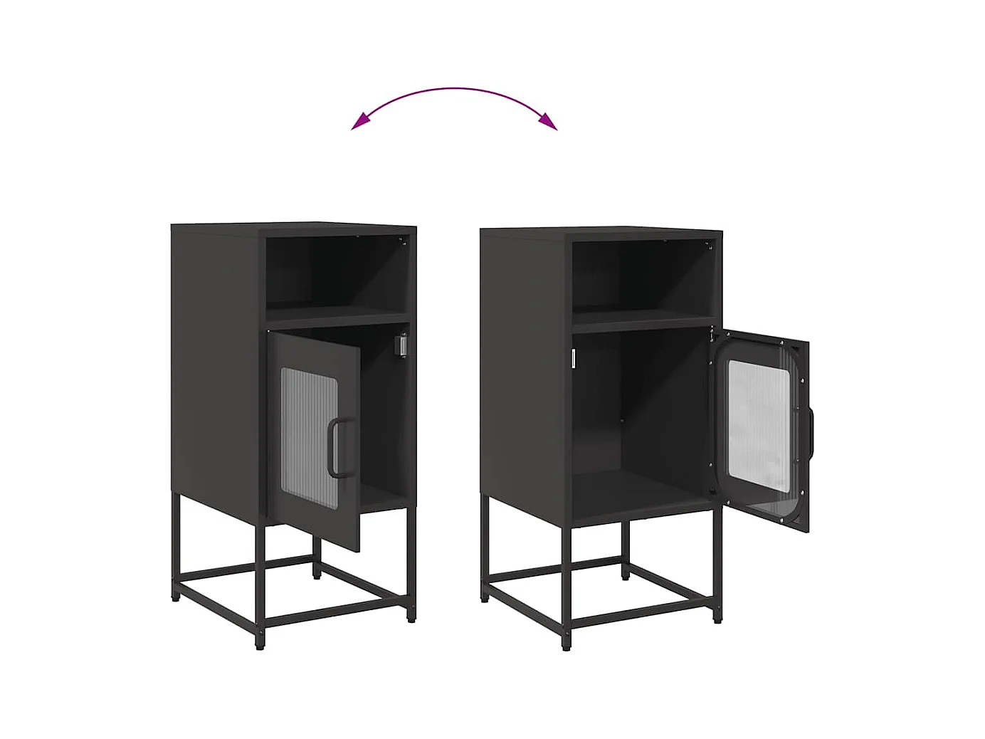 Comodino Nero 36x39x78 cm in Acciaio Laminato a Freddo