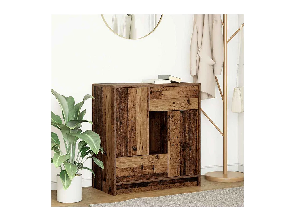 Buffet avec tiroirs et portes vieux bois 70,5x34x74,5 cm