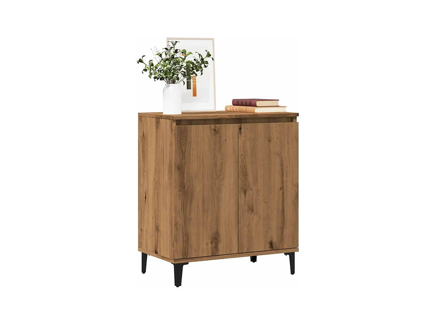 Dressoir 60x35x70 cm bewerkt hout artisanaal eikenkleur