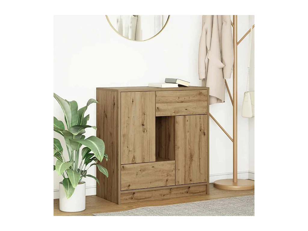 Buffet avec tiroirs et portes chêne artisanal 70,5x34x74,5 cm