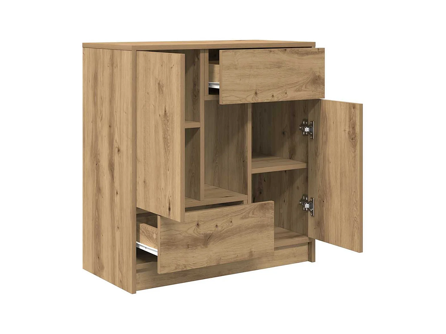 Buffet avec tiroirs et portes chêne artisanal 70,5x34x74,5 cm