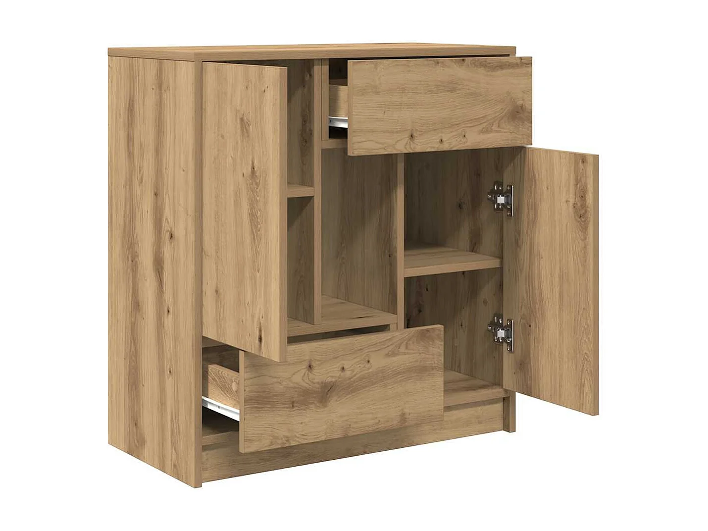 Credenza con Cassetti e Ante Rovere Artigianale 70,5x34x74,5 cm