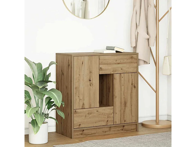 Credenza con Cassetti e Ante Rovere Artigianale 70,5x34x74,5 cm