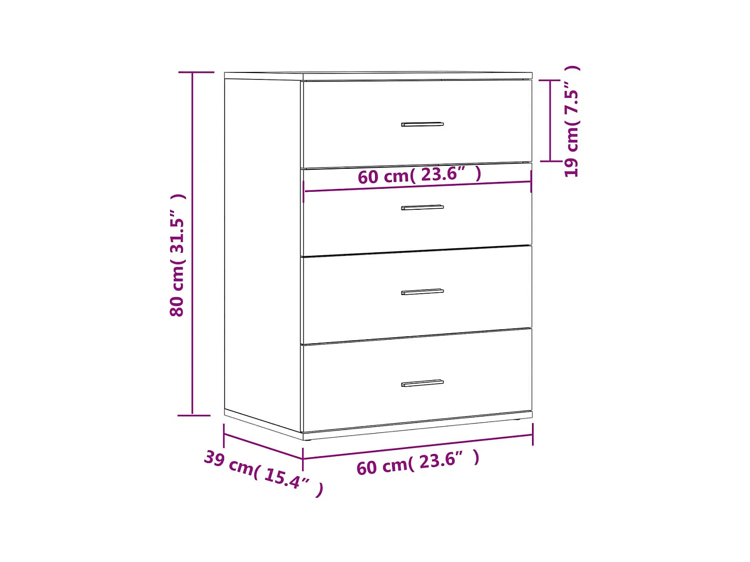 Buffet chêne fumé 60x39x80 cm bois d'ingénierie
